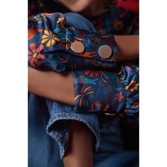 Soi Paris Blue Blouse Victoire Jaipur Mon Amour Sezane Style Sz 44, L-XL - Picture 9 of 16